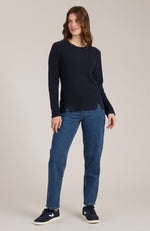 Mineral Wash Crew Neck Sweater - Navy