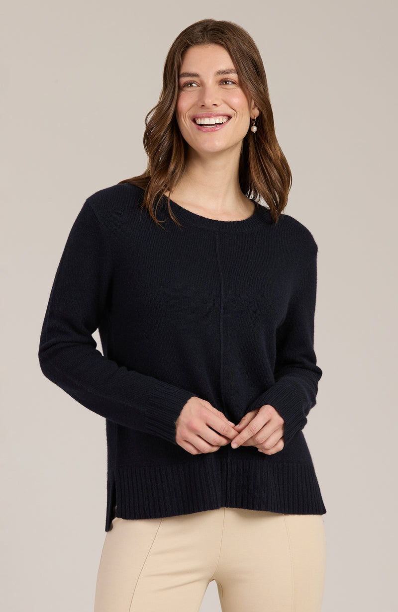 Cashmere Center Stitch Sweater - Navy