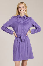 Ziva Faux Suede Shirtdress - Light Violet