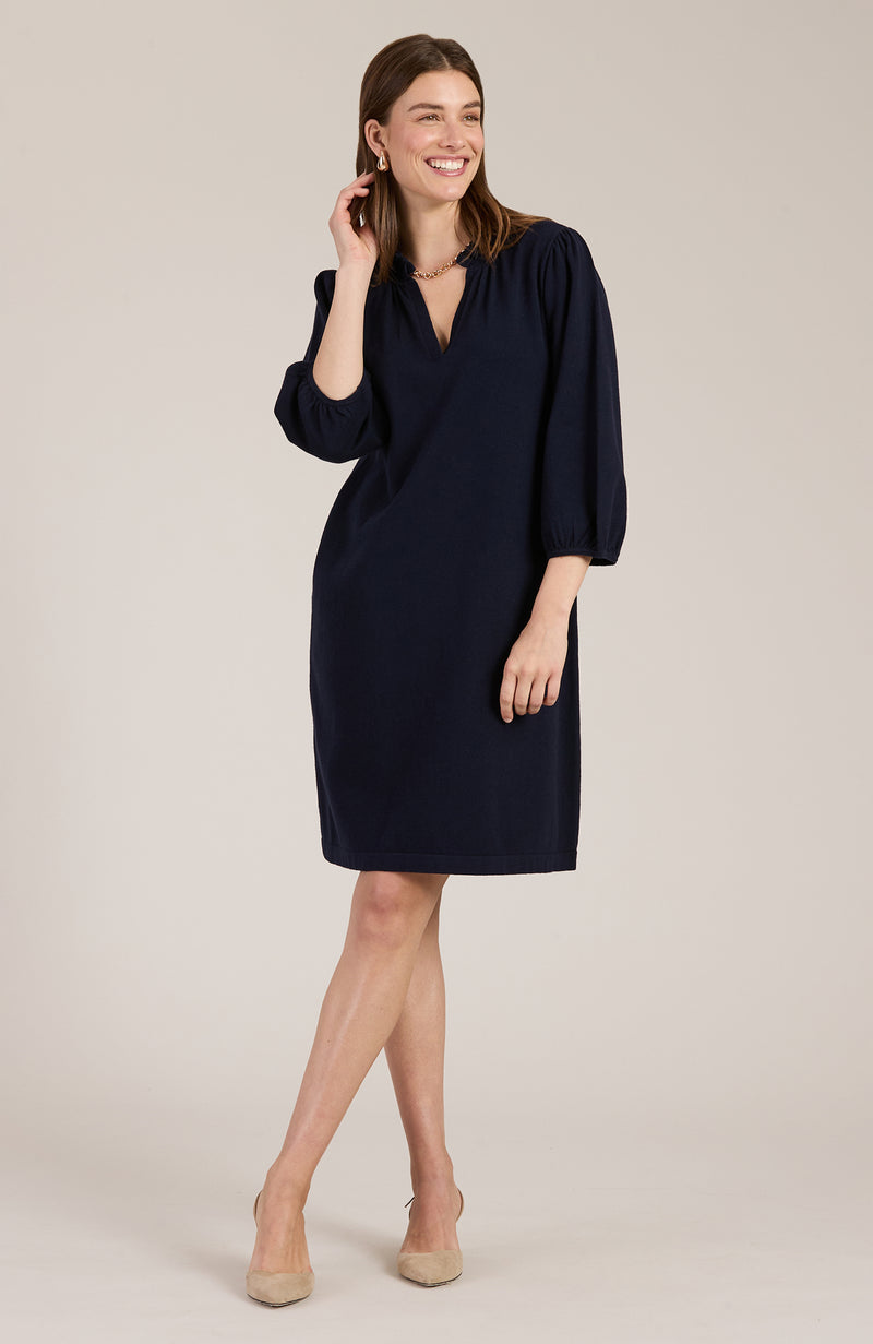 Sherri Cotton Cashmere Dress - Navy