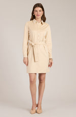 Ziva Faux Suede Shirtdress - Flax