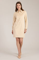 Ziva Faux Suede Shirtdress - Flax