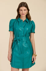 Veronica Vegan Leather Dress - Deep Lake