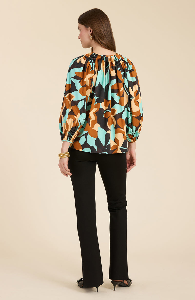 Sarah Butterscotch Floral Top - Butterscotch Floral