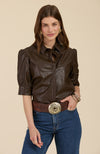 Alice Vegan Leather Shirt - Walnut