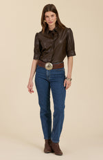 Alice Vegan Leather Shirt - Walnut