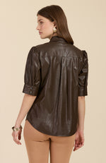 Alice Vegan Leather Shirt - Walnut