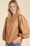 Ellery Vegan Leather Top - Caramel