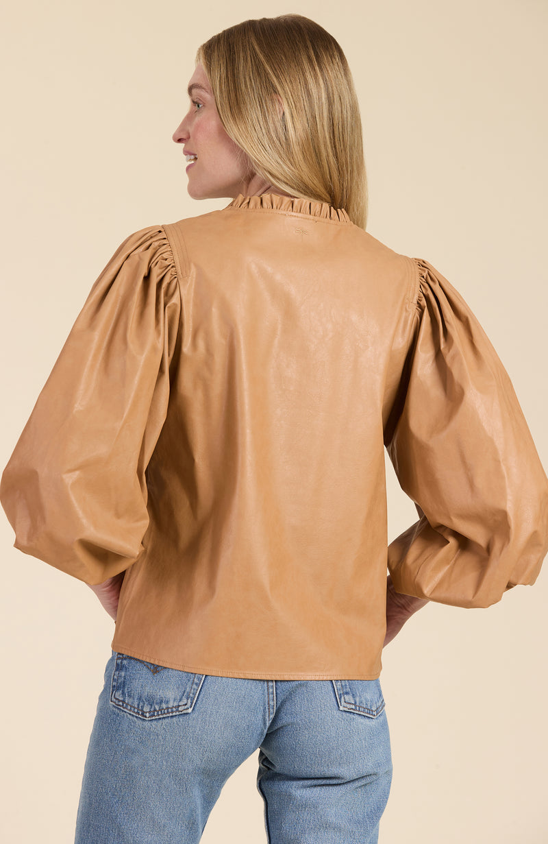 Ellery Vegan Leather Top - Caramel