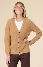 Cashmere Ribbed Cardigan - Light Camel