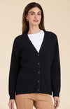 Cashmere Ribbed Cardigan - Navy