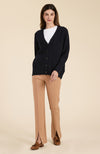 Cashmere Ribbed Cardigan - Navy