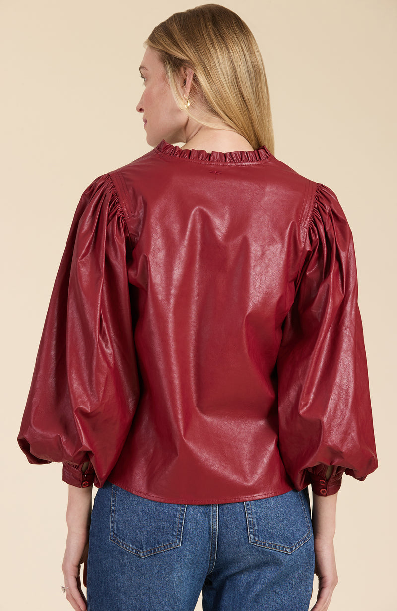 Ellery Vegan Leather Top - Cayenne