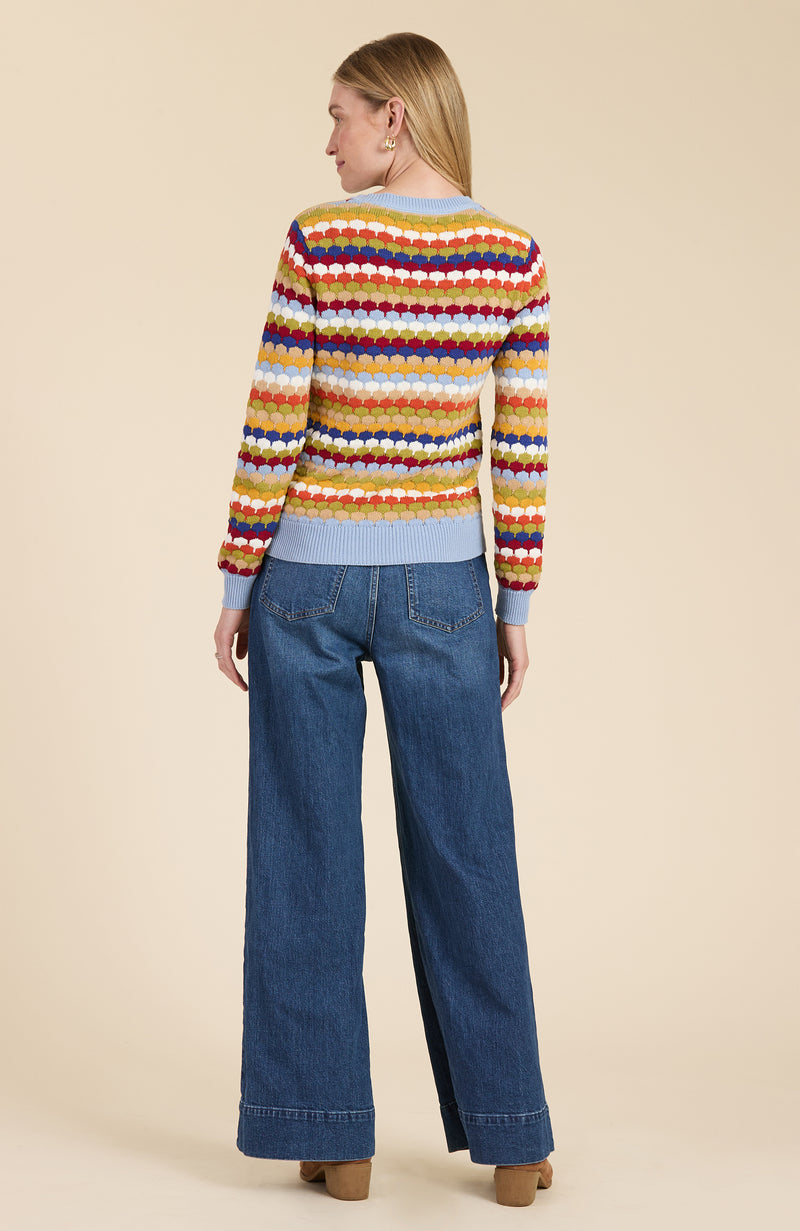 Popcorn Striped Sweater - Rainbow