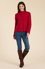 Cashmere Basketweave Sweater - Red Admiral