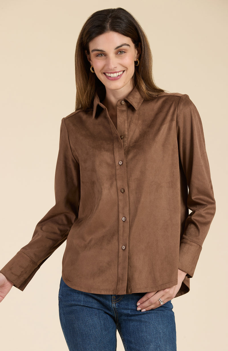 Faux Suede Club Shirt - Brunette