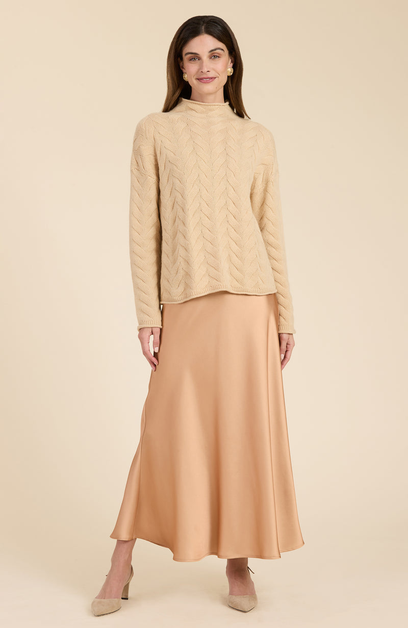 Edie Charmeuse Skirt - Champagne