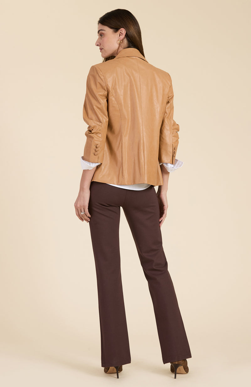 Taylor Vegan Leather Blazer - Caramel