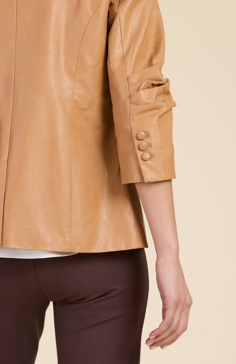 Taylor Vegan Leather Blazer - Caramel