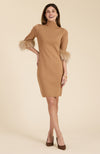 Sloane Fur Trimmed Knit Dress - Camel