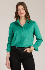 Faux Suede Club Shirt - Kelly Green