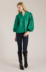 Ellery Vegan Leather Top - Kelly Green