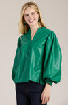 Ellery Vegan Leather Top - Kelly Green