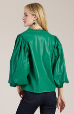 Ellery Vegan Leather Top - Kelly Green