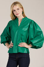 Ellery Vegan Leather Top - Kelly Green