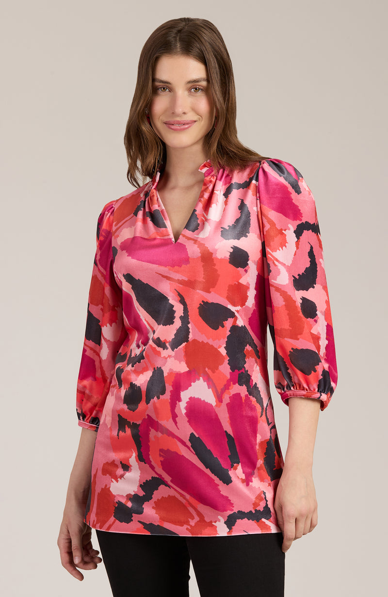 Cheri Velvet Pink Splash Tunic - Pink Splash