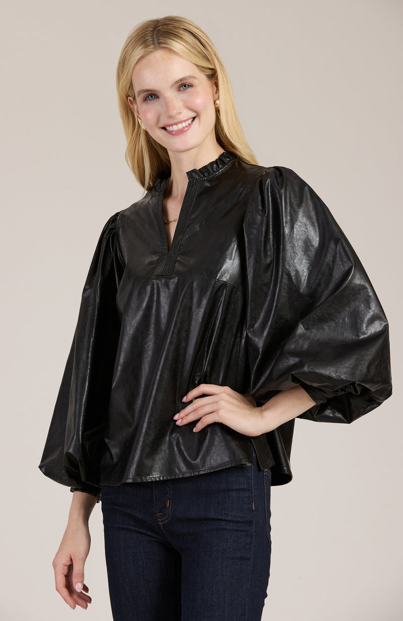 Ellery Vegan Leather Top - Black