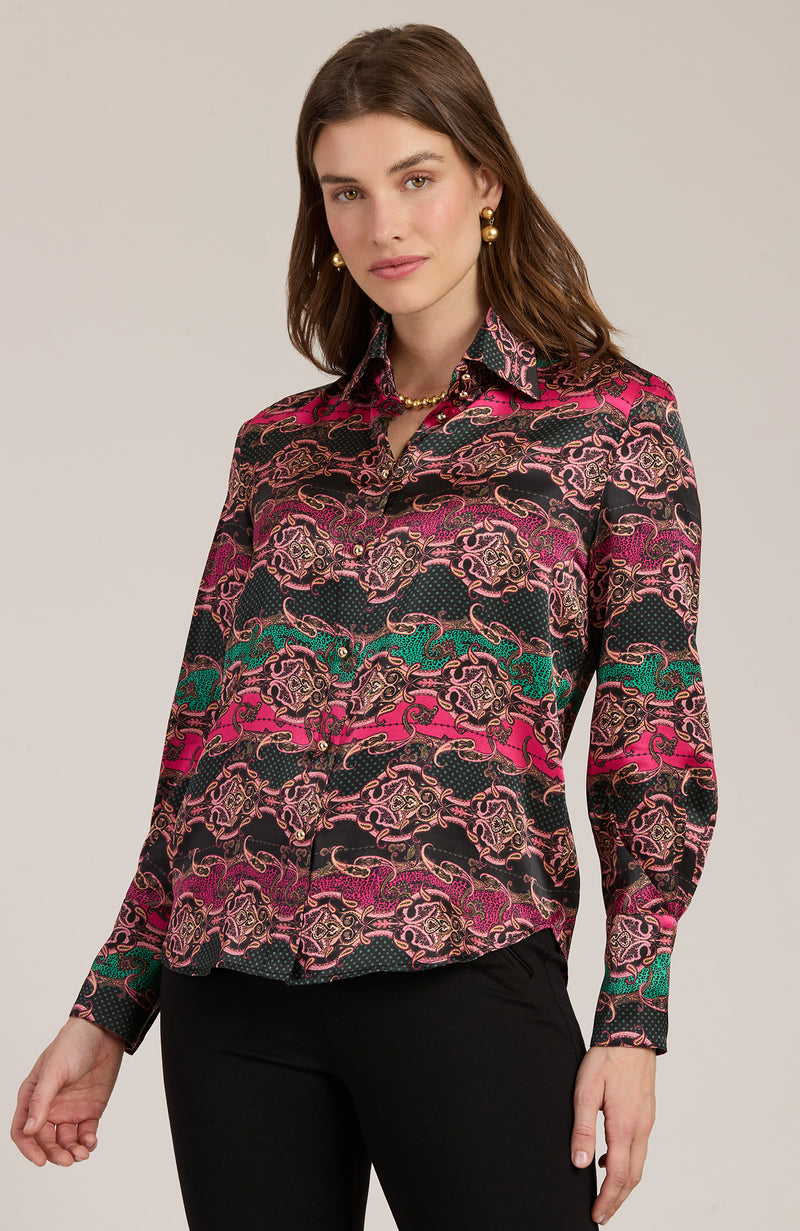 Chloe Silk Animal Paisley Shirt - Animal Paisley