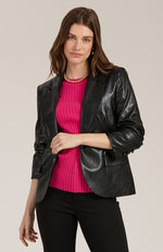 Taylor Vegan Leather Blazer - Black