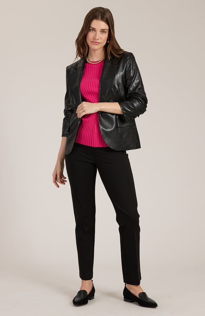 Taylor Vegan Leather Blazer - Black