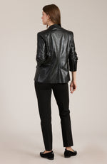 Taylor Vegan Leather Blazer - Black