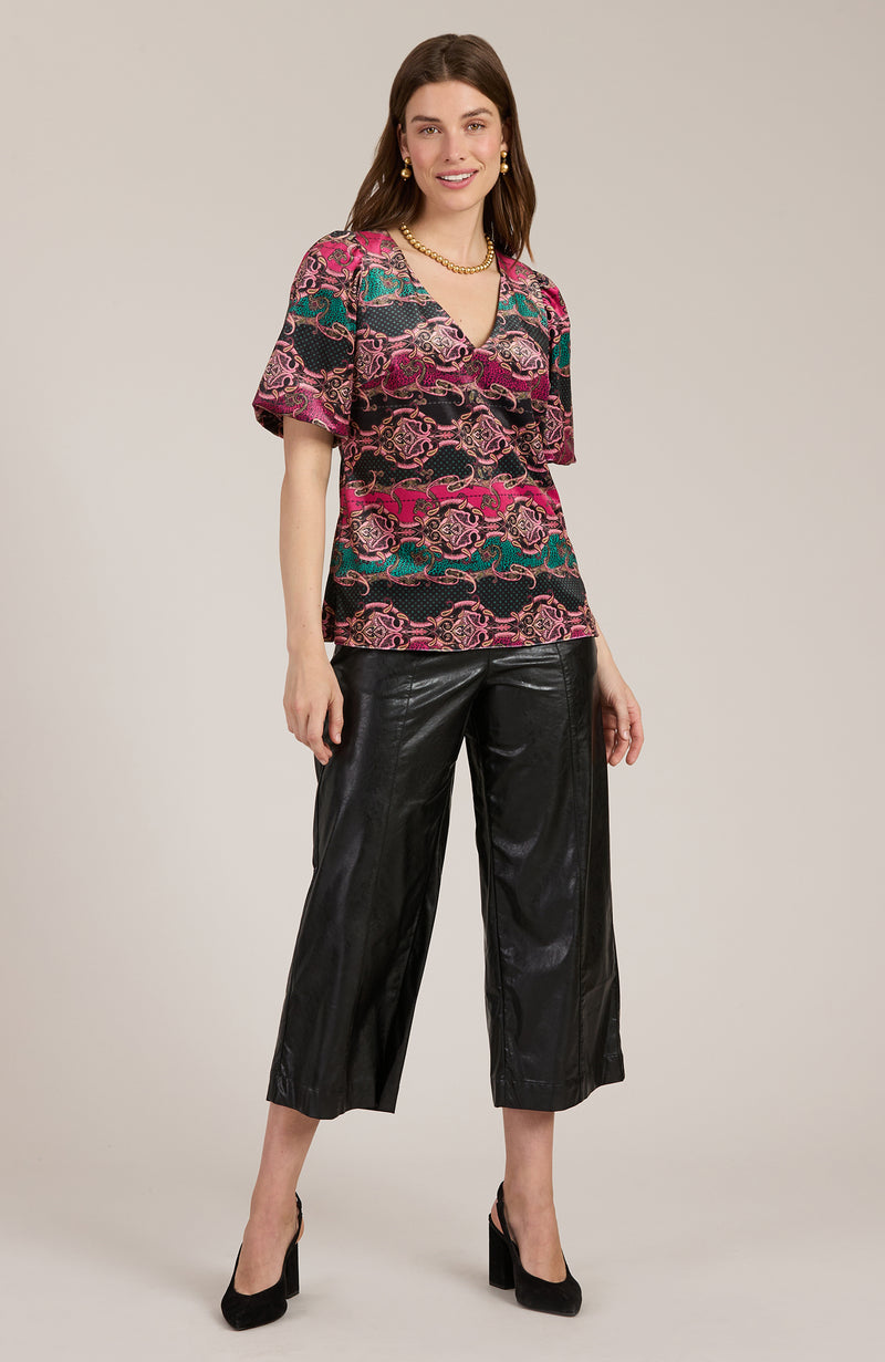 Claire Velvet Animal Paisley Top - Animal Paisley