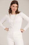 Cotton Cashmere Ribbed Crewneck - Ivory