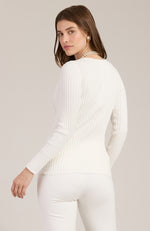 Cotton Cashmere Ribbed Crewneck - Ivory