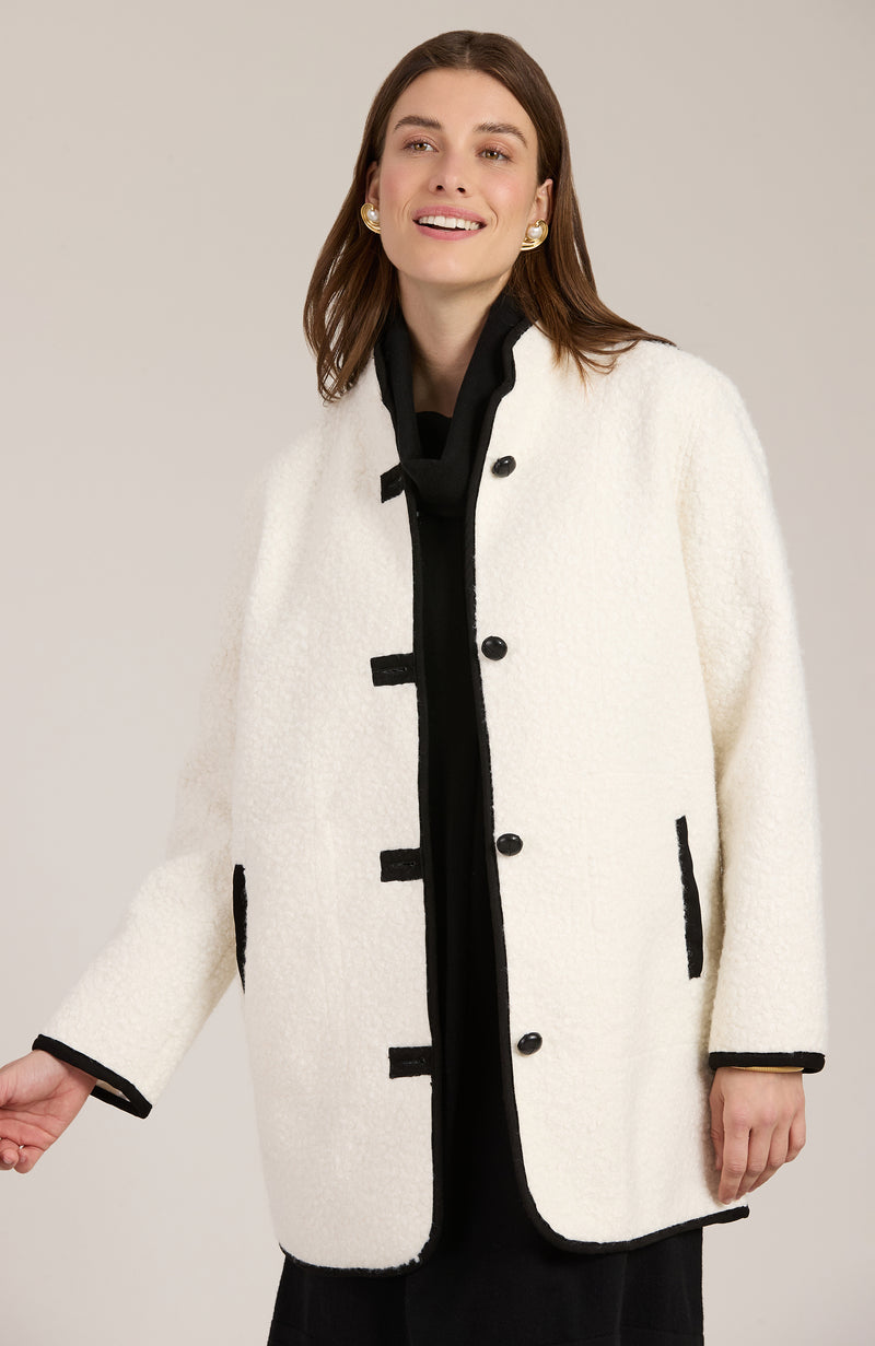 Sherpa City Coat - Winter White Black