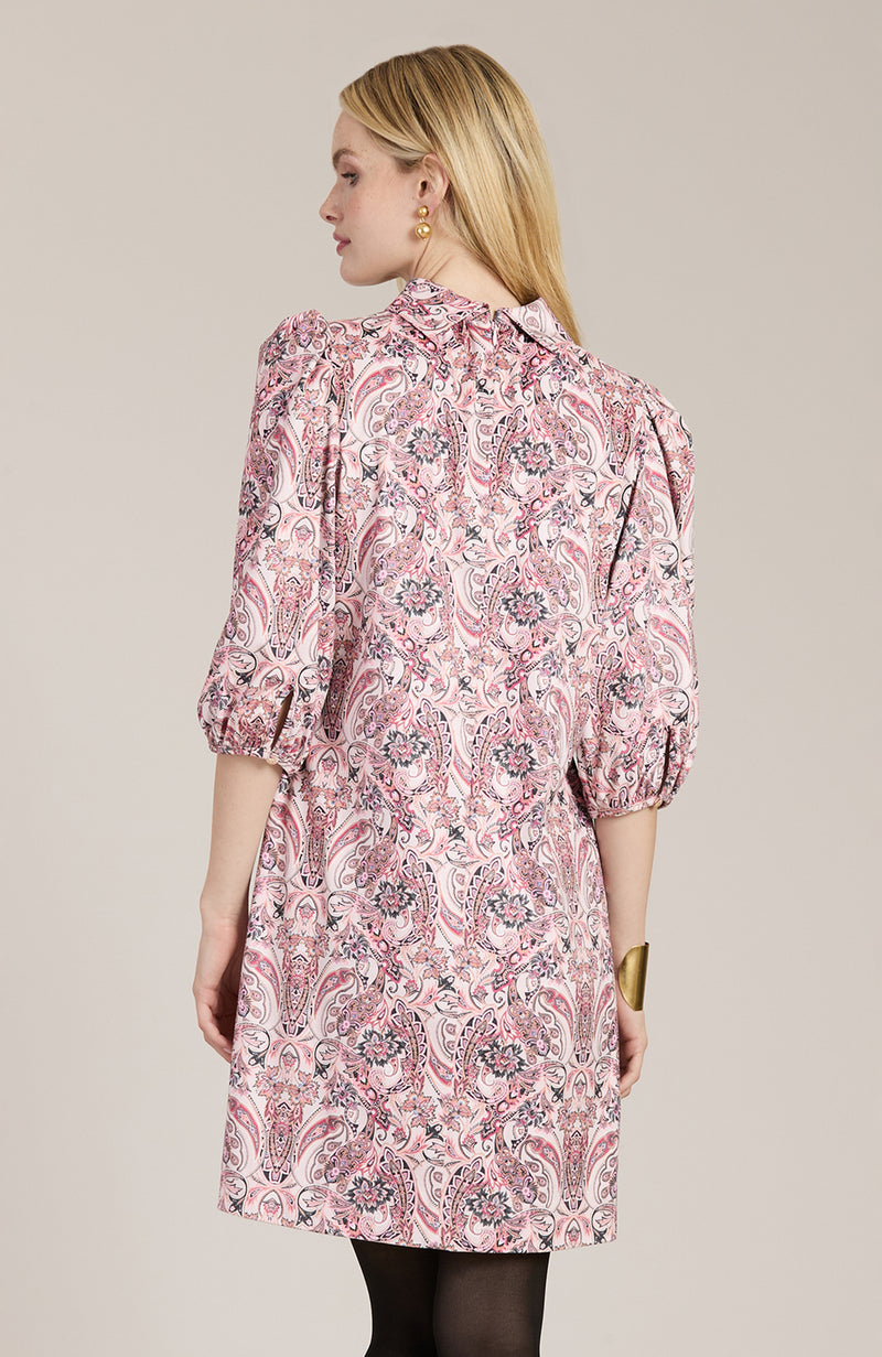 Vicky Faux Suede Pink Paisley Dress - Pink Paisley