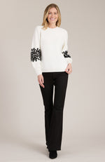 Soutache Trim Sleeve Sweater - Ivory