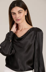 Olivia Charmeuse Top - Black