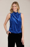 Sid Crushed Velvet Mock Neck Top - Sapphire