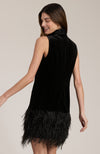 Victoria Velvet Feather Dress - Black