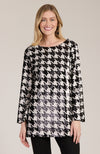 Sandra Sequin Houndstooth Tunic - Black