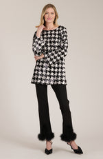 Sandra Sequin Houndstooth Tunic - Black