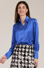 Chloe Silk Charmeuse Shirt - Sapphire