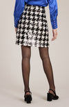 Chelsea Sequined Skirt - Black White Houndstooth