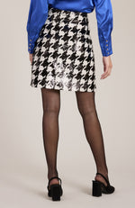 Chelsea Sequined Skirt - Black White Houndstooth