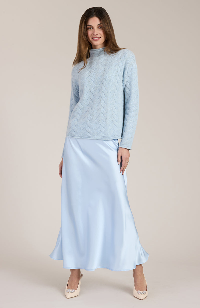 Edie Charmeuse Skirt - Light Blue